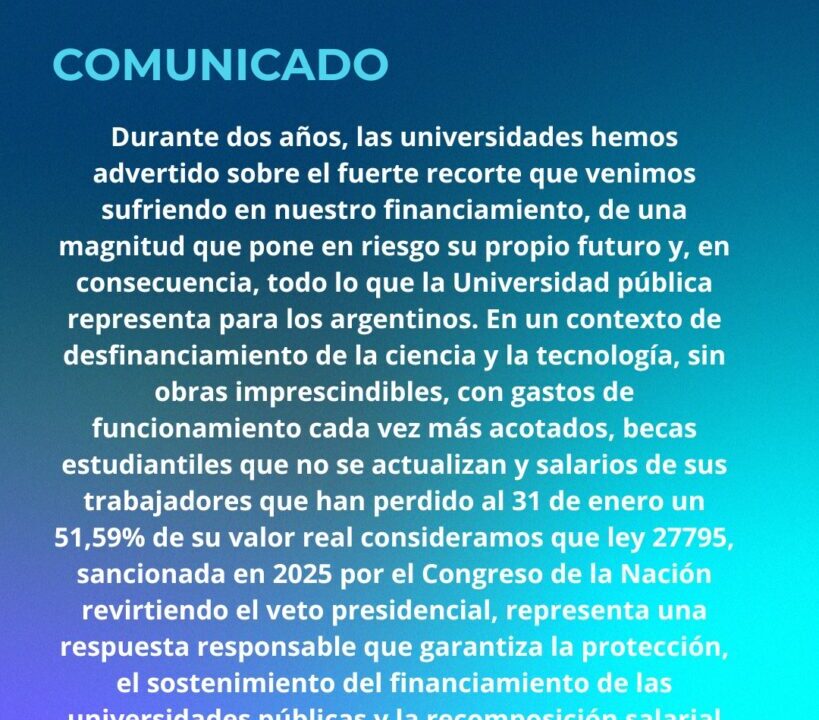 La UNICEN reclama la inmediata implementación de la Ley de Financiamiento Universitario.
